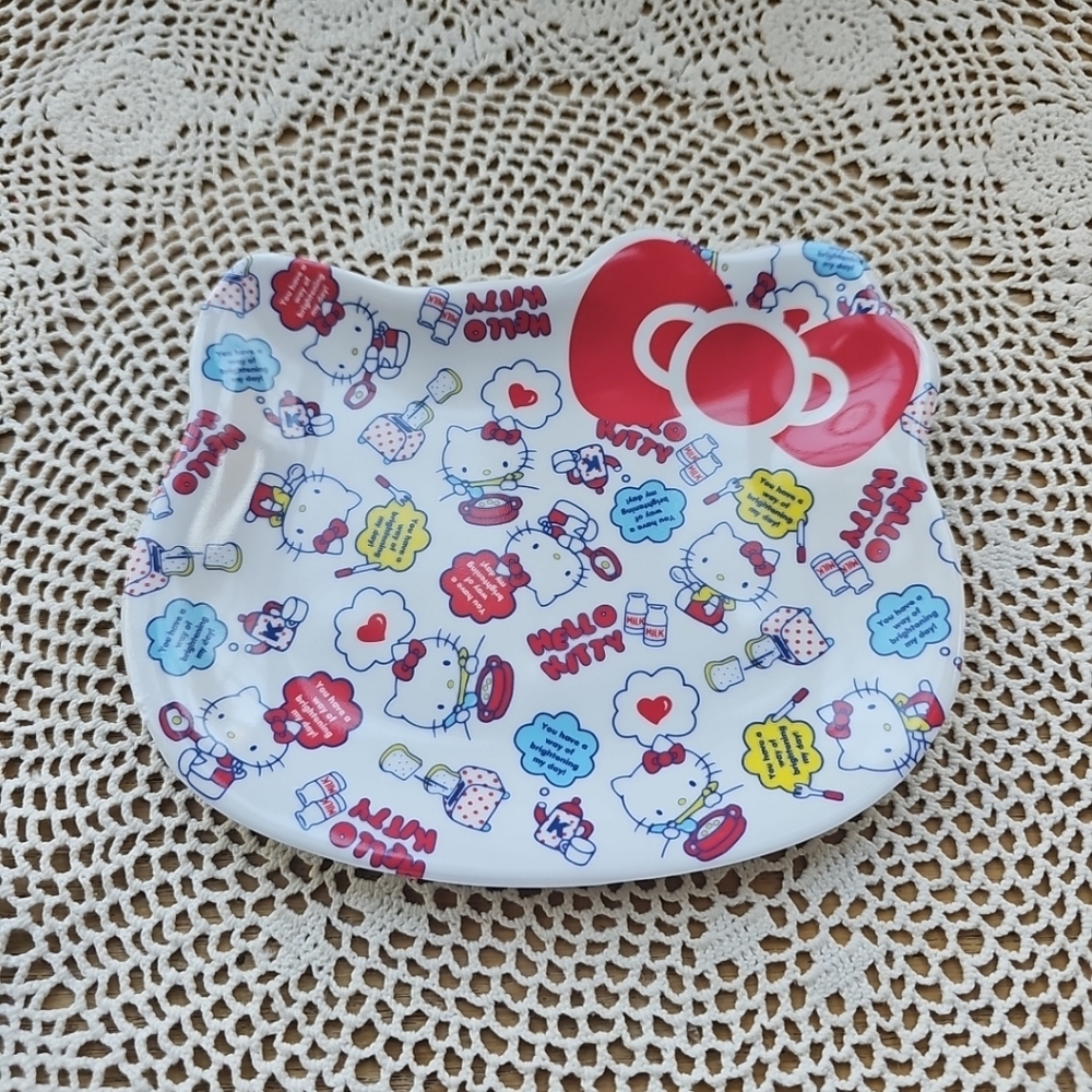 Hello Kitty Plastic Face Plate Breakfast  NEW RED BOW